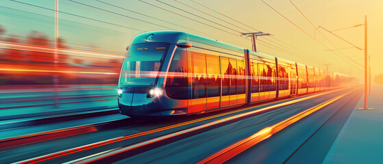 Fototapeta premium New Motion Icon Concept - Ecological Public Transport Alternative., with empty copy space,