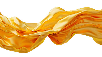 Gold color satin smooth fabric isolated on a transparent background. Design element, abstract background. Generative AI