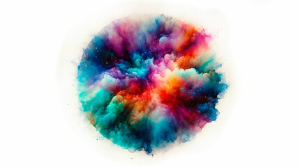 Multicolored brush strokes in watercolor isolated on transparent background