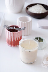 Handmade ecological and vegan soy wax candles. Mock up, space for text