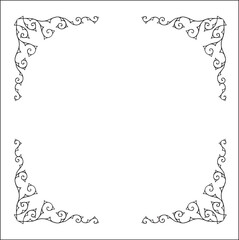 Round vegetal ornamental frame with rose thorns , decorative border, corners for greeting cards, banners, business cards, invitations, menus. Isolated vector illustration.	