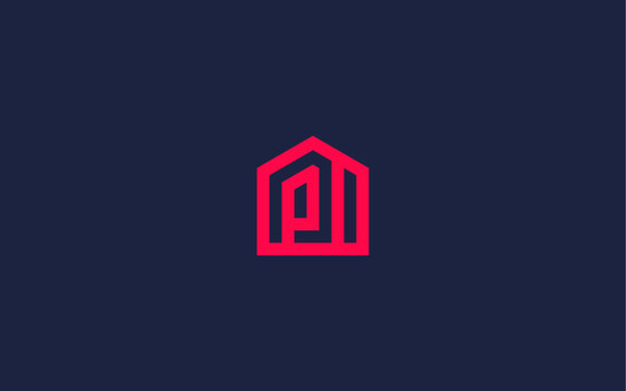 letter pi with house logo icon design vector design template inspiration
