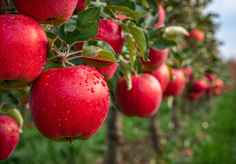Obraz premium Red apples on the orchard ready for harvest