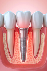 Dental implant being placed in the jawbone