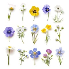 Obraz premium A stunning array of pressed flowers featuring vibrant colors and diverse species, perfect for artistic and botanical projects.