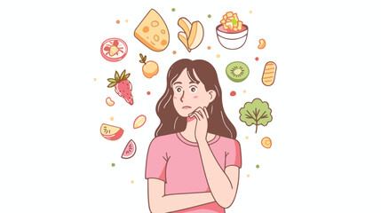 Obraz na płótnie Canvas Diet choice. Vector illustration of young slim woman