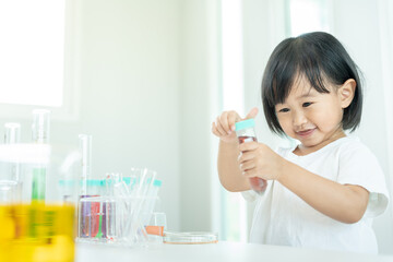 Children Scientist education scientific in laboratory. Medical child learning, Biotechnology,...