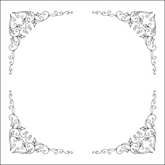 Round vegetal ornamental frame with leaves, decorative border, corners for greeting cards, banners, business cards, invitations, menus. Isolated vector illustration.	