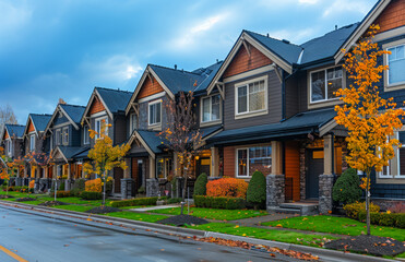 Row of new townhouses or condominiums