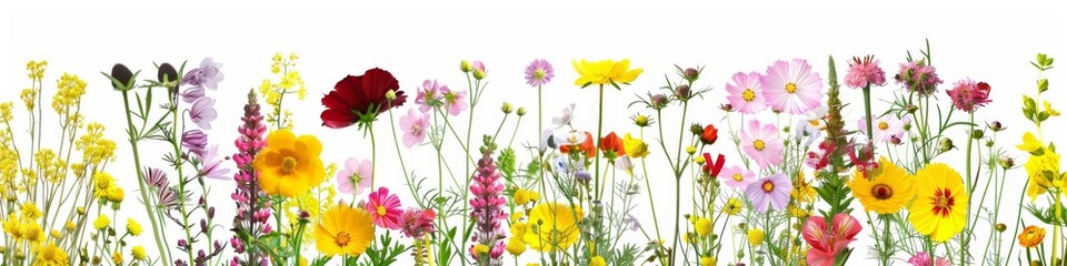 A collection of artificial flowers and foliage, beautifully arranged against a light background. Ideal for d&eacute;cor and craft themes.