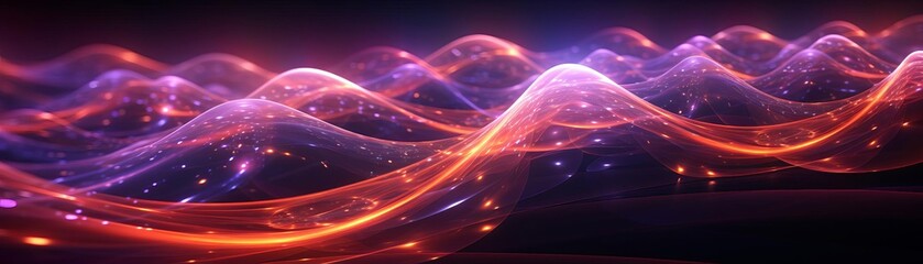 Colorful glowing waves of light undulate across the screen.