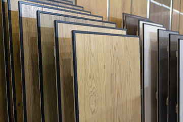 Wooden laminate veneer material for interior architecture and construction