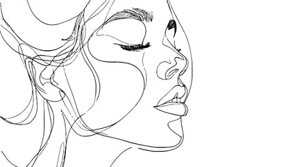 Face continuous line drawing. Beautyfull girl face. A