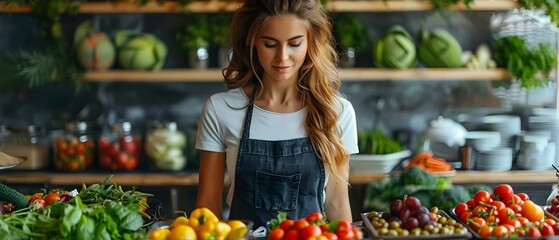 Obraz premium Nutritionist designing nutritious diet plans with fresh produce for women at work. Concept Healthy Eating, Fresh Produce, Women's Wellness, Diet Planning, Nutritionist