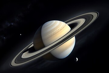 Planet Saturn on black background