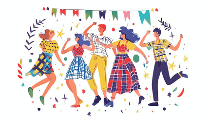 Obraz na płótnie Canvas Festa junina poster template with people dancing in n