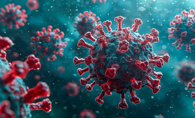Coronavirus cells floating in the air. A highly detailed illustration of the corona virus