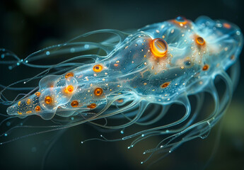 Obraz premium A photorealistic view of the microbe. 3D illustration of bacteriophage.