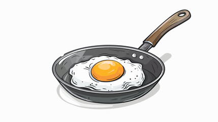 Fried egg on cooking pan vector illustration Hand dra