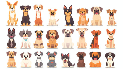 Funny Purebred Dogs collection. Vector illustration o