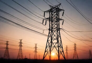 power lines at sunset