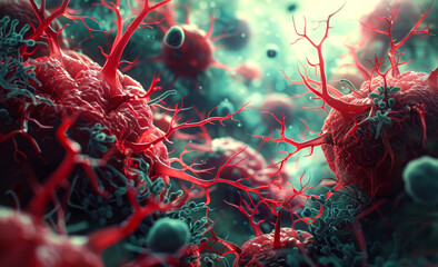 3d rendered medically accurate illustration of white blood cells attacking cancer cell