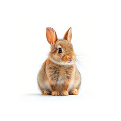 Small Brown Rabbit Sitting on Top of White Floor. Generative AI