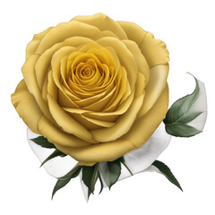 yellow rose isolated on white background, transparent png, cutout