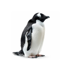 Black and White Penguin Standing on Hind Legs. Generative AI