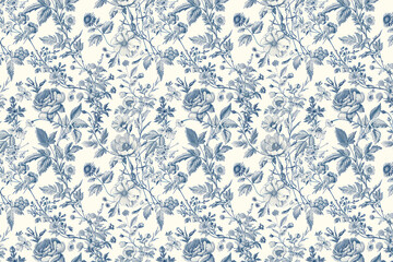 Toile floral pattern tapestry. Vintage botanical wallpaper pattern. Background image. Created with Generative AI technology