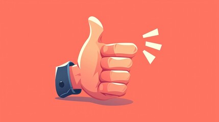A flat style 2d symbol of a Thumbs Up icon representing a like sign