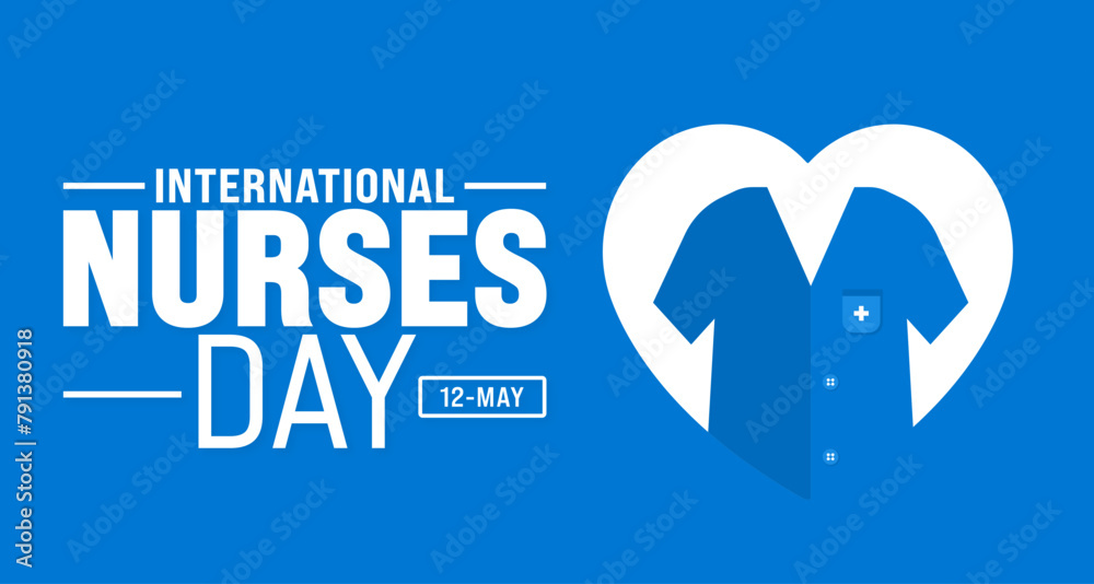Wall mural 12 May is International Nurses Day background template. nurse dress, medical instrument, medicine, Medical and health care concept. use to background, banner, placard, card, and poster design. - Wall murals