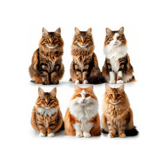 Obraz premium Group of Cats Sitting Together. Generative AI