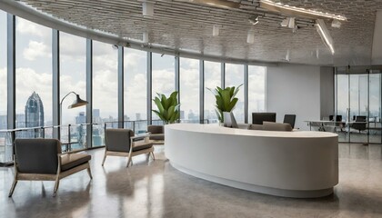 Welcome to Your Workspace Oasis: Office Lobby Transformation with Panoramic Views!"