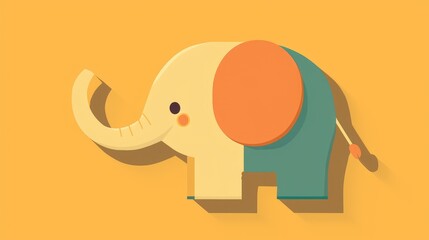 An elephant toy flat icon complete with a long shadow is depicted in format