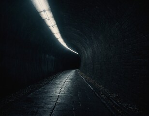 A powerful visual metaphor of a dark tunnel leading to light, representing the path to recovery.
 - obrazy, fototapety, plakaty