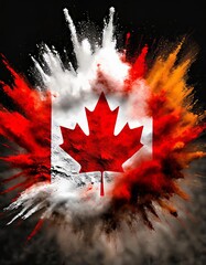 Canada colorful flag holi paint powder explosion on isolated background, generated by AI