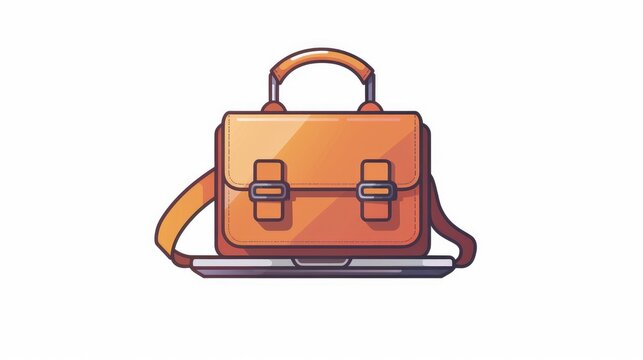 Discover the trendy belt laptop bag icon This vibrant cartoon of a belt laptop bag icon is perfect for web design projects standing out on a clean white background