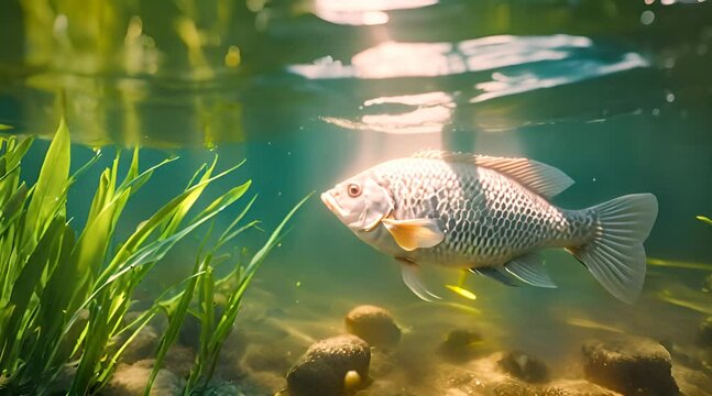 the beauty of tilapia fish, underwater catches, clear water lakes, calm water in lakes