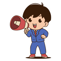 businessman doing megaphone marketing illustration character