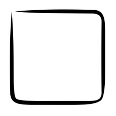 brush stroke frame rectangle design element transparent, basic shape square frame brush stroke black