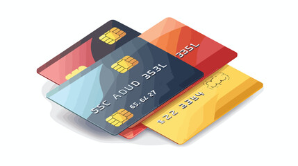 Realistic drawing of a credit card. Electronic money.