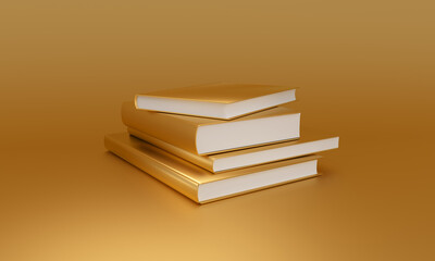 Elegant Stack of Golden Books on a Matching Background.