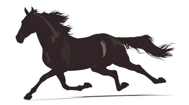 A striking image of a black horse silhouette set against a white background perfect for design purposes