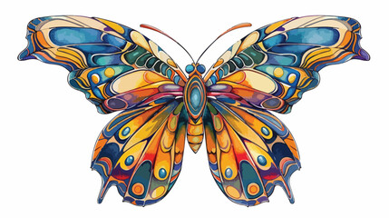 Colorful butterfly for tattoo coloring book for adult