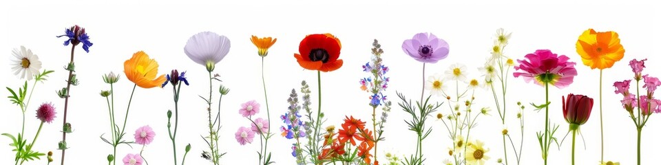 Fototapeta premium Colorful Collection of Pressed Wild Meadow Flowers