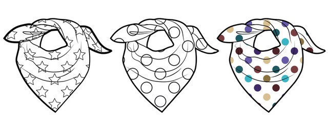 Head bandana with a pattern set. Fashionable headband