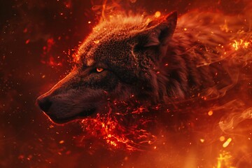 Wolf in the fire,  Wolf in the fire,  Fire background