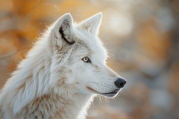 Portrait of a beautiful white wolf (Canis lupus)