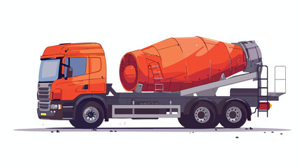 Concrete mixer truck isolated. Vector flat style illustration